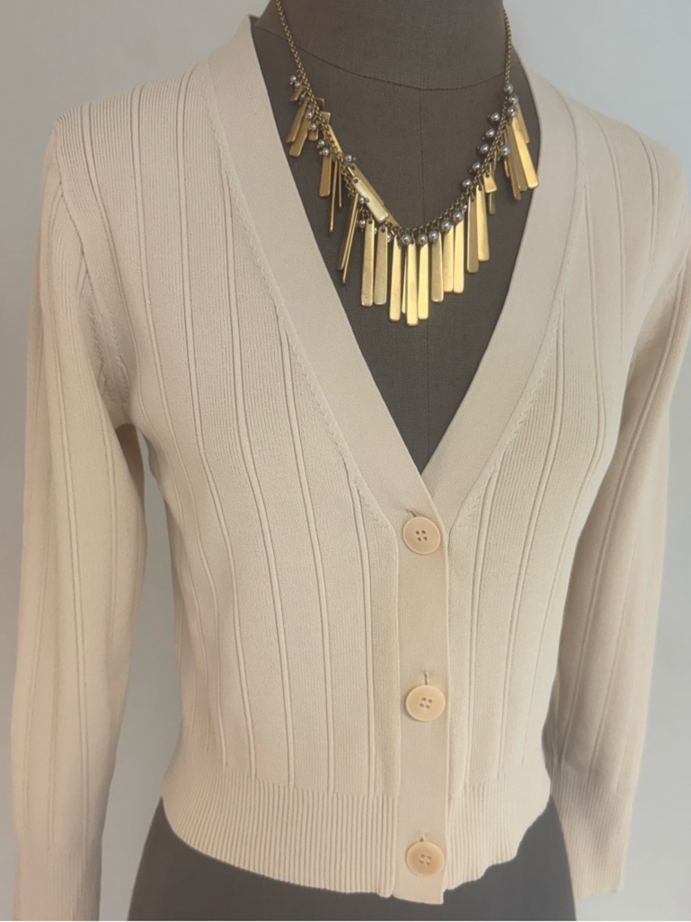 J. CREW Ribbed V-Neck Button-Front Cardigan NWT